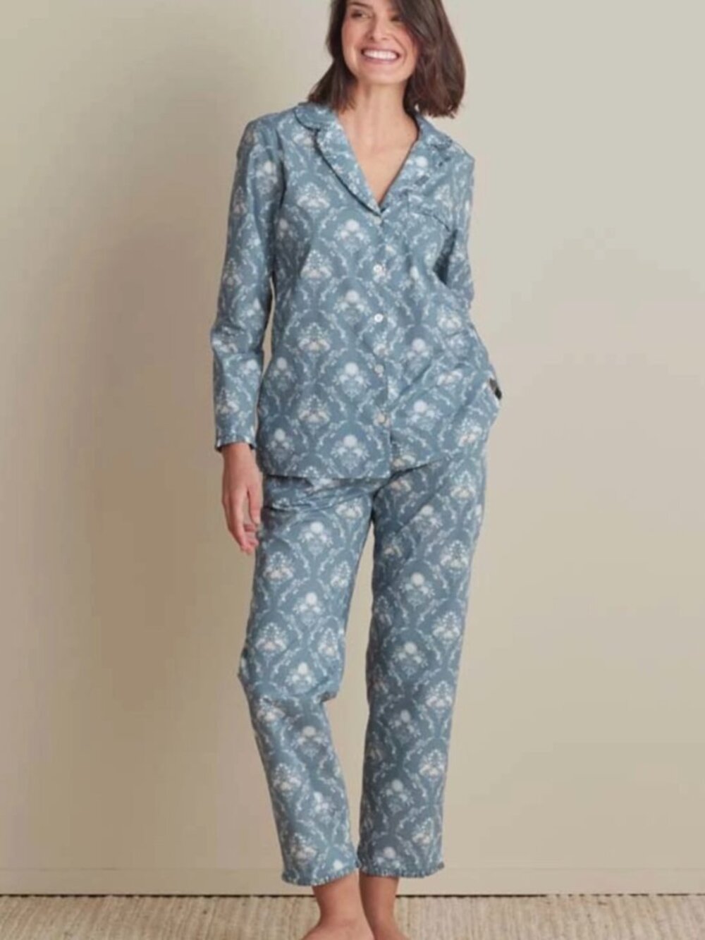 NIB Company Store Large Cotton Pajamas Poplin Long Sleeve Button Down New